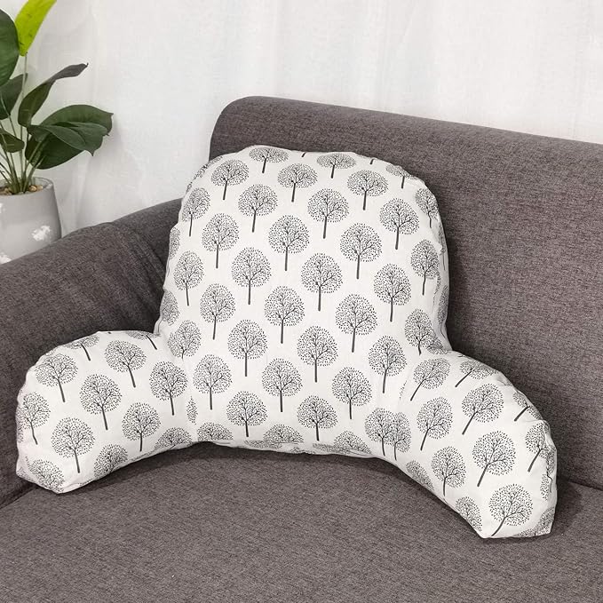 Bohemian Printed Reading Pillow with Support Arms Soft Bed Rest Pillows Back Support Cushion for Kids Reading Watching TV Sitting Up in Bed (23"×16"×10",Beige Tree)