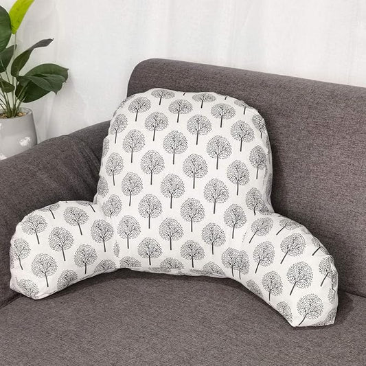Bohemian Printed Reading Pillow with Support Arms Soft Bed Rest Pillows Back Support Cushion for Kids Reading Watching TV Sitting Up in Bed (20"×15"×8",Beige Tree)