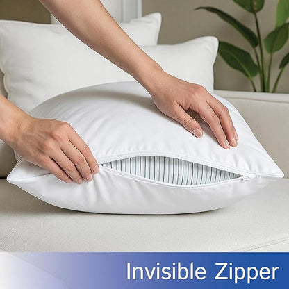 Euro Size Pillow Protectors (Set of 2) - European Square 26x26 Pillow Covers Waterproof Hypoallergenic Dust Proof Zippered Encasement