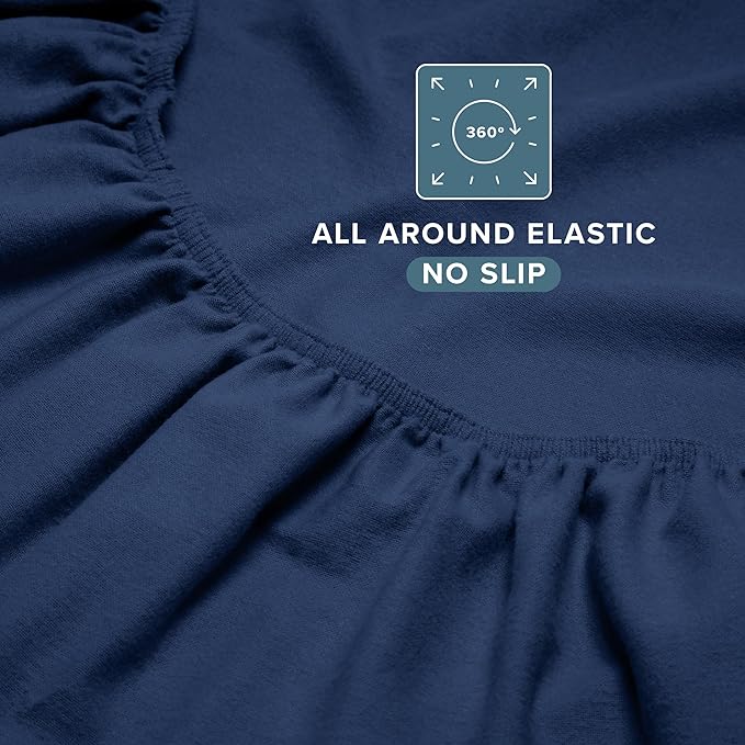 Bare Home Flannel Sheet Set 100% Cotton, Velvety Soft Heavyweight - Double Brushed Flannel - Deep Pocket (Twin, Dark Blue)