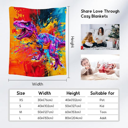 Dinosaur Blanket - Blankets for Boys - 30x40 Inches Dinosaur Gifts Soft Flannel Kids Throw for Couch, Bed