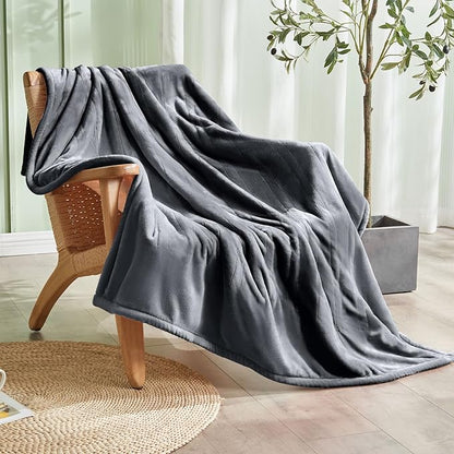 Electric Heated Blanket, Flannel & Sherpa Fast Heating Soft Fleece Heated King Blanket 90"x100" with 6 Heating Levels & 10H Auto Off - Grey