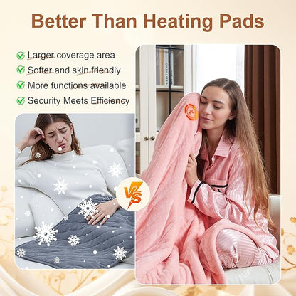 Electric Blanket Heated Twin Size, Ultra-Soft 84" x 62" Heating Blankets, Fast, Even & Efficient Heating, 1-12 Hours Auto-Off and 6 Heatin Settings, UL Listed for Safety, Warm Gift for Grandma