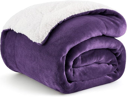 Bedsure GentleSoft Sherpa Fleece Throw Blanket for Couch - Thick and Warm Throw Gifts for Women and Girls, Soft Fuzzy Plush Christmas Blanket for Winter, Purple, 50x60 Inches