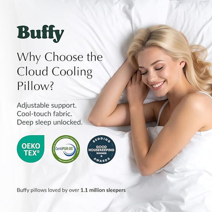 Buffy Cloud Cooling Pillow, 2nd Gen Adjustable Foam Pillow, Ice Cold All Night, CertiPUR-US® Certified, Washable Cover, Standard & King Sizes (King)