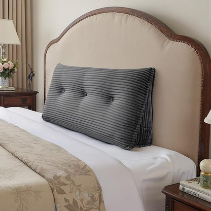 Headboard Wedge Pillow, Large Triangular Reading Pillow for Bed, Backrest Support Bolster for Sitting Up, Long Bed Rest Pillow with Removable Cover