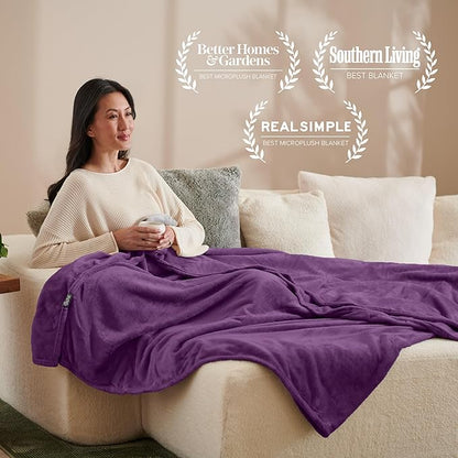 Bare Home Fleece Blanket - Twin/Twin Extra Long - Ultra-Soft Lightweight for Bed, Sofa, and Couch - Luxury Microplush - Cozy Warm Blanket (Twin/Twin XL, Plum)
