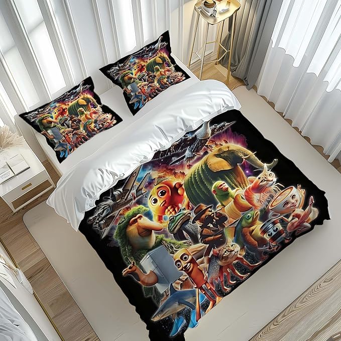 Italian Brainrot Funny Fusion Animals Bedding Set,Fusion Animals Duvet Cover Twin Full Queen King Set for Kids Boys Bed Decor Gifts (Color 1,Twin (68" x 90"))
