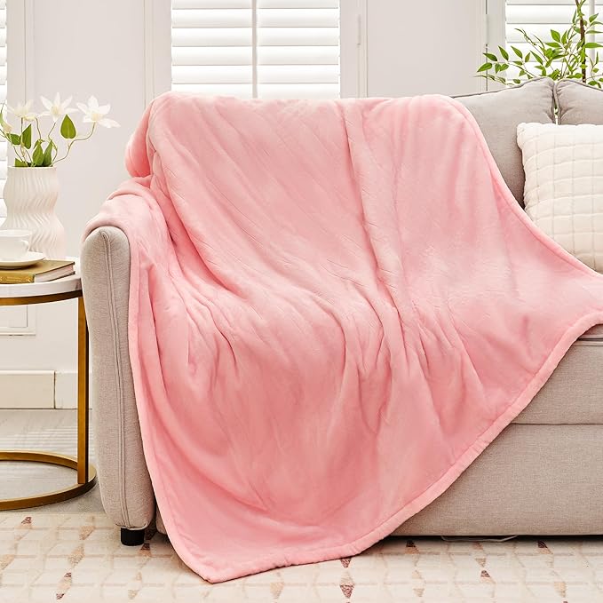 Heated Throw Blanket 50"×60" - Premium Cosy Soft Electric Blanket with 6 Heating Levels,Fast Heating Flannel Sherpa Blanket for Bed & Couch - Auto Shut Off/Machine Washable Blanket (Pink)