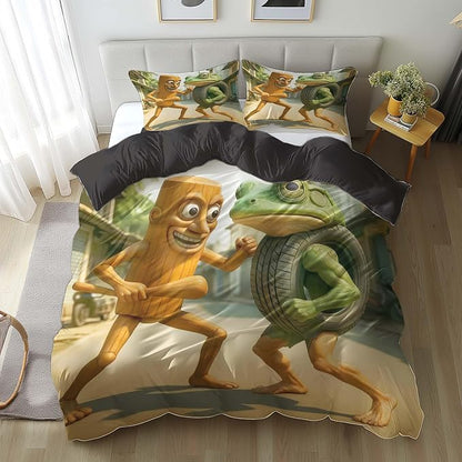 Italian Brainrot Bedding Duvet Cover Set,Funny Fusion AnimalsTwin Full Queen King Comforter Cover Bedding Set for Kids Boys Bed Decor Gifts ﻿ (Color 19,Full (80" x 90"))