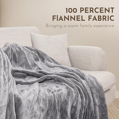Electric Heated Blanket 72" x 84" Full Size Soft Flannel, 4 Heating Levels ＆ 10 Hours Auto Off, Machine Washable - Light Grey