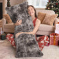 ZonLi Fluffy Faux Rabbit Fur Grey Body Pillow, Side Sleep Body Pillow with Washable Cover, Adjustable Memory Foam Fill，20x54 Long Pillow for Adults Girls & Kids