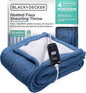 BLACK+DECKER Heated Blanket Electric Throw, Faux Shearling Electric Blanket, Heating Blanket with 4 Heating Levels, 3H Timer, Auto Shutoff, Fast Heating (50x60 inches, Navy)