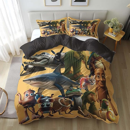 Italian Brainrot Bedding Duvet Cover Set,Funny Fusion AnimalsTwin Full Queen King Comforter Cover Bedding Set for Kids Boys Bed Decor Gifts ﻿ (Color 15,King (104" x 90"))