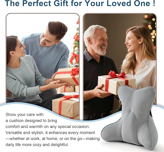 Lumbar Support Pillow – Multi-Functional Ergonomic Back Cushion for Office Chair, Car Seat & Sofa, Reading Pillow with Firm Multi-Zone Support to Relieve Lower Back Pain,Zinc Gray