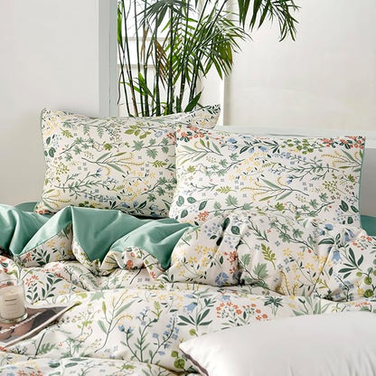 Twin 100% Brushed Microfiber Chic Floral Bedding Set, 3 Pieces - Duvet Cover & 2 Pillowcases with Zipper Closure (Floral, Twin)