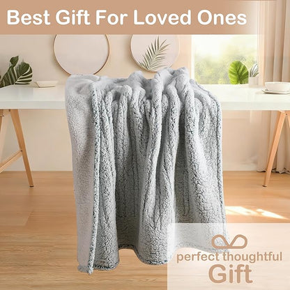 Electric Heated Blanket Full Size 72"×84" with 6 Heating Levels & 1-10Hs Auto Off, Heating Blanket Double Sided Sherpa, Fast Heating, Machine Washable for Christmas Gift - Light Gradient Blue