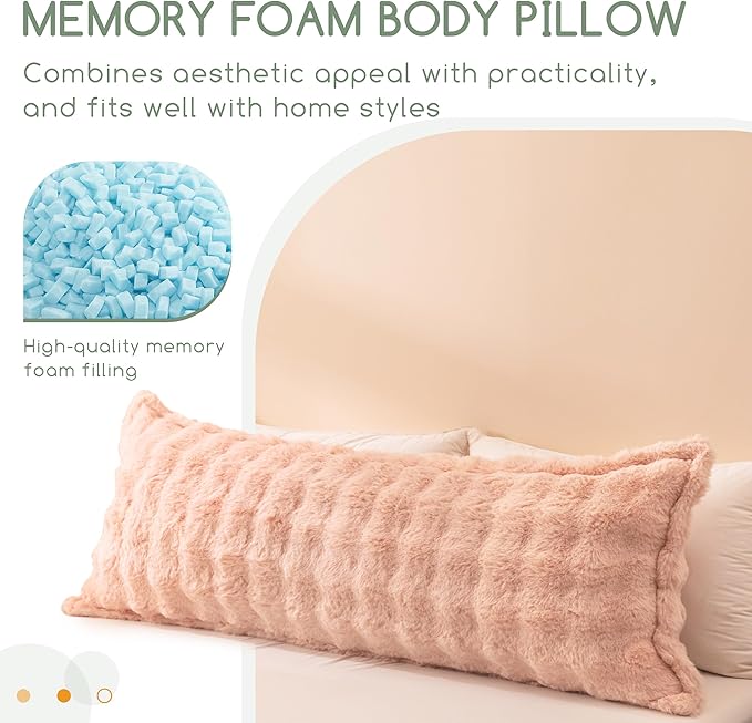 HIGOGOGO Memory Foam Body Pillow, Extra-Long Bed Pillow for Adults, Thickened Full Body Pillow with Removable Pillow Cover(20x54 Inch)