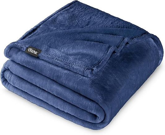Bare Home Fleece Blanket - King Size - Ultra-Soft Lightweight for Bed, Sofa, and Couch - Luxury Microplush - Cozy Warm Blanket (King, Dark Blue)