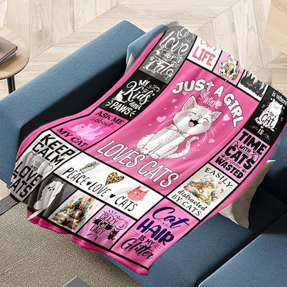 Just A Girl Who Love Cat Gifts for Girls Kids, Cat Present for Birthday Christmas, Cat Blanket 40"X 30"