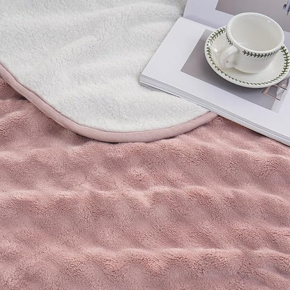 Waterproof Blanket for Bed Couch Sofa Car, Soft Leakproof Dog Blanket with 3D Bubble Pattern, Reversible Water Proof Pet Blankets for Dogs Cats Puppies (50"x60", Dusty Pink)