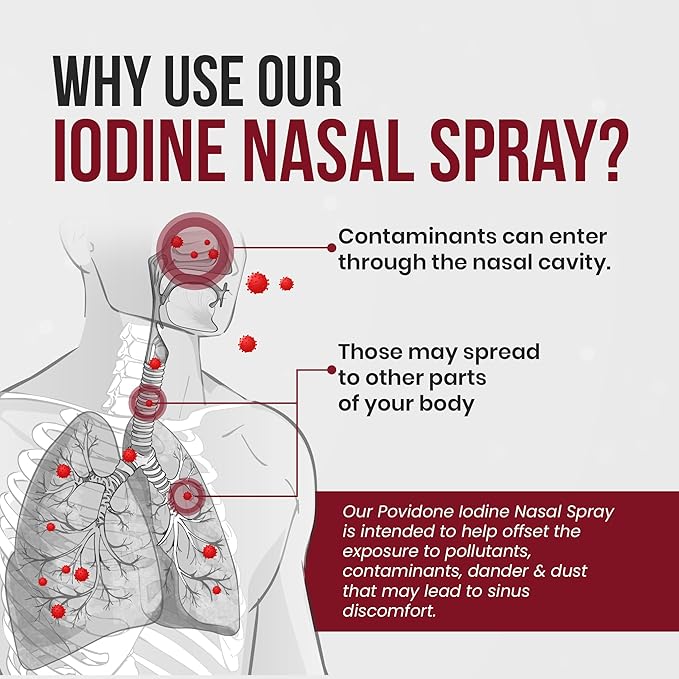 1% Povidone Iodine Nasal Spray - Powerful Nasal Cleanser & Sinus Protection - Reduce Exposure to Airborne Contaminants - Travel Friendly - 30ml