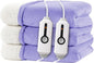 Electric Heated Blanket Queen Size 84"x90" - Dual-Sided with Microplush & Sherpa Fabric, 4 Heat Settings & 10 Hours Auto Off, Dual Controller, Machine Washable - Light Purple
