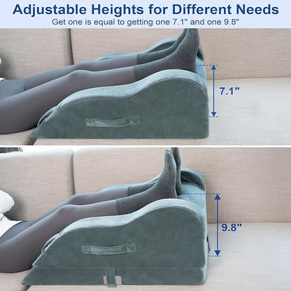 KingPavonini Adjustable Leg Elevation Pillows for After Surgery with Ergonomic Curve, Cooling Memory Foam Leg Pillow for Knee Surgery Recovery, Wedge Pillow for Legs, Back Pain Relief (Double Leg)
