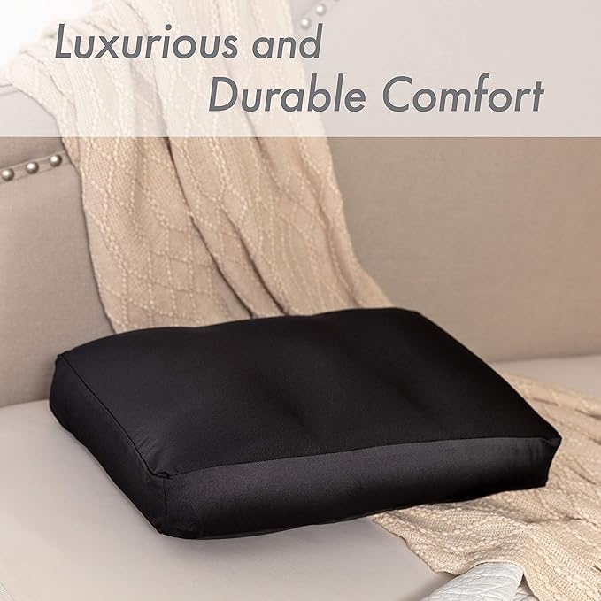 PILLOWY Premium Microbead Bed Pillow, Small Extra Fluffy But Supportive - Ultra Comfortable Sleep with Silk Like Anti Aging Cover 85% Spandex/ 15% Nylon Breathable, Cooling Matte Black