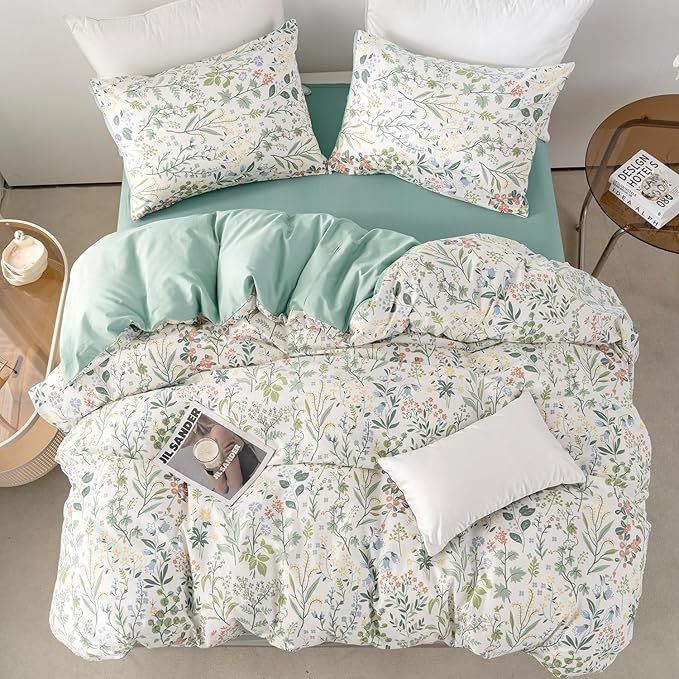 King Duvet Cover Set Floral 100% Brushed Microfiber Chic Floral Bedding Set King 3 Pieces Floral King Duvet Cover for All Seasons 1 Duvet Cover and 2 Pillowcases with Zipper Closure (Floral, King)