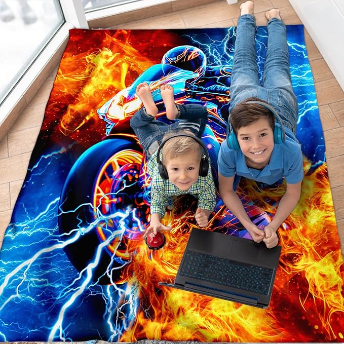 Motorcycle Blanket Gift for Boys Throw Blankets for Kids Teens, 30x40 Inches Soft Comfy All Season Motorcycle Decor Throw for Sofa Chair Couch Bed Office