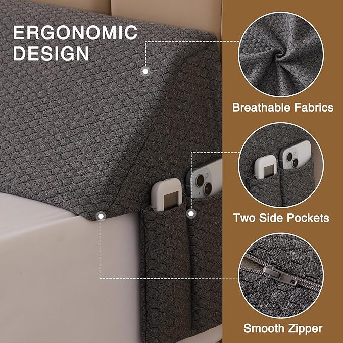 Bedluxe King Wedge Pillow Headboard (76"x10"x6"), Bed Wedge Pillow for Headboard, Foam Headboard Pillow, Bed Gap Filler King - Fill The Gap (0-7"), Mattress Gap Filler (Air-Layer Black, 76"x10"x6")