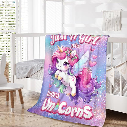 Kids Blanket for Girls, Unicorn Blanket 40 x 30 Inches Unicorn Blanket for Kids, Cute Lightweight Flannel Throw Blanket, Soft Throws for Bed, Couch Sofa Office