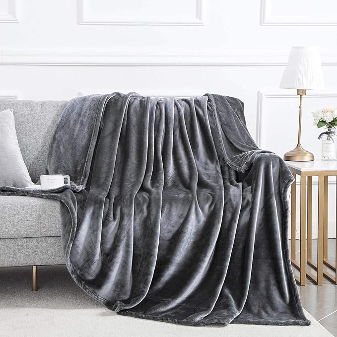 IR Imperial Rooms Fleece Blanket 16 Pack - Super Soft Fluffy Grey Throw Blanket for Sofa and Bed - Warm and Cozy Lightweight 400 GSM Microfiber Bed Throws Blankets, 50x60 Inches (Throw/Travel)
