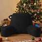 Portable Comfy Reading Pillows for Bed Sitting Up(Black Oeko-Tex), Velvet Back Pillow with Arms & Pockets for Adults, Support Memory Foam Bed Pillow for Dorm/Reading/Watching/Gaming