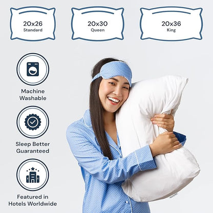 Extra Soft Down Pillow - Great for Stomach Sleepers Pillow - Very Flat - Bed Pillow - White Duck Down - King Size