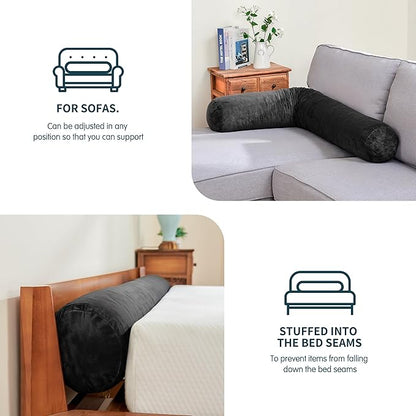 SyMax 7.8"x60" Body Pillow for Queen Bed, Bolster w/Removable Polyester Cover, Headboard Gap Filler Pillow, Dark Grey