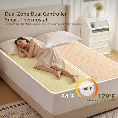 Heated Diamond Quilted Mattress Pad,King Size Dual Control,Soft Bed Warmer,10 Heat Settings,1-12 Hours Auto-Off,Fast Heating,ETL Certified,Machine Washable,Fit Up to 18" Deep Pocket,78"x80"