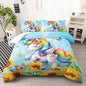 Cute Unicorn Comforter Set Twin Size, Yellow Sunflower Unicorn Bedding Set 3pcs for Kids Girls, Soft Polyester Bedding