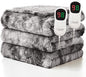 Homemate Electric Heated Blanket Queen Size - 84"x90" Heating Blanket Queen Size Dual Control 1/2/4/6/8 Hours Auto-Off 10 Heat Level Over-Heat Protection Luxury Faux Fur Sherpa ETL Certification
