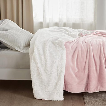 Bedsure GentleSoft Sherpa Fleece Throw Blanket for Couch - Thick and Warm Throw Gifts for Women and Girls, Soft Fuzzy Plush Christmas Blanket for Winter, Room Home Decor, Pink, 50x60 Inches