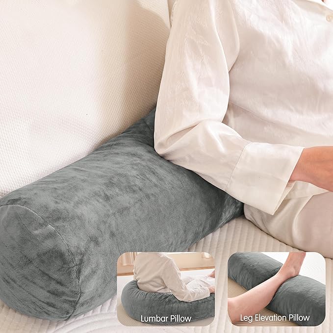 SyMax 7.8"x60" Body Pillow for Queen Bed, Bolster w/Removable Polyester Cover, Headboard Gap Filler Pillow, Dark Grey
