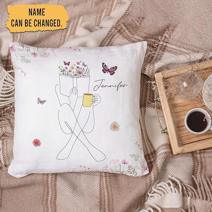 Hyturtle Personalized Book Pillow (Insert Included) Gifts for Book Lovers, Reading Club Librarians Unique Gifts for Girls Women on Birthday, Custom Name Couch Cushion Decor Throw Pillow Keepsake