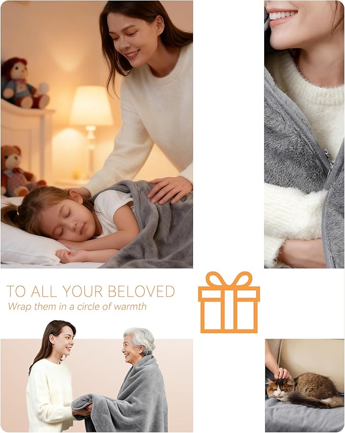 Cordless Heated Blanket, Battery Operated Portable Heated Throw with Rechargeable Battery Pack, Ultra-Soft Faux Rabbit Fur for Couch, Office, Camping & Travel