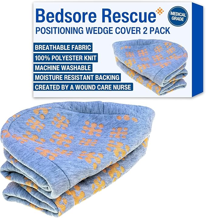 Bedsore Rescue Fitted Cover for Positioning Wedge Cushion - 2-Pack for Small Size Wedges – Quilted Non-Slip Polyester – Machine Washable - Wedge NOT Included