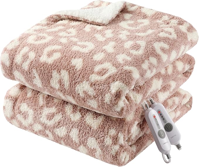 GarveeHome Heated Blanket Queen Size, Electric Blanket Dual Control Soft Double Sherpa with 4 Heating Levels & 10 Hours Auto Off, Overheat Protection, Machine Washable, ETL Certification, Pink 84"x90"