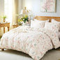 Duvet Cover King Size - 100% Nature Cotton Pink Floral Duvet Cover with Zipper Closure & Corner Ties,3pcs Soft & Breathable Pink Bedding Set with 2 Pillowcases 20"x36"