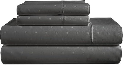 LANE LINEN 100% Egyptian Cotton Sábanas Full Size, Soft & Comfy Natural Cooling Mercerized Cotton Sheets Full Size, No Pill Fade Resistant 15" Deep Pocket Jaquard Swiss Dot - Charcoal