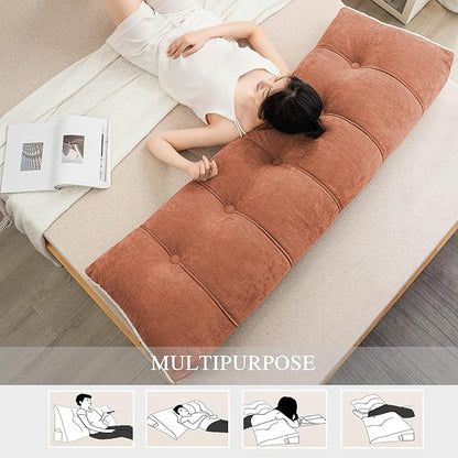 Headboard Pillow Twin, Chenille Triangular Wedge Pillow Headboard Twin Size, Reading Setting Backrest Daybed Pillows for Bed Sofa with Removable Coverr, Orange