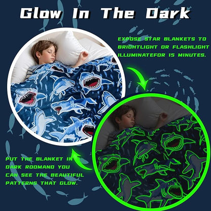 Shark Gifts Blanket for Boys 3-12 Year Old Toys - Soft Fuzzy Ocean Shark Throw Blanket for Couch & Bed, Sea Creature Fleece Plush Bedding for Bedroom Decor & Travel, 50"x60"